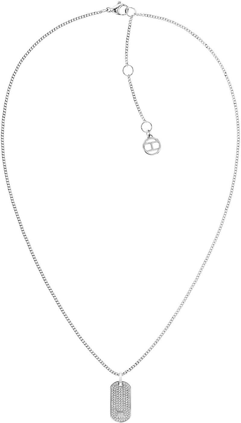 Venezialänk med dog tag-hänge, silverfärgad