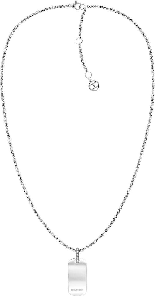 Halsband med Dog Tag-hänge, silverfärdiga smycken från Tommy Hilfiger