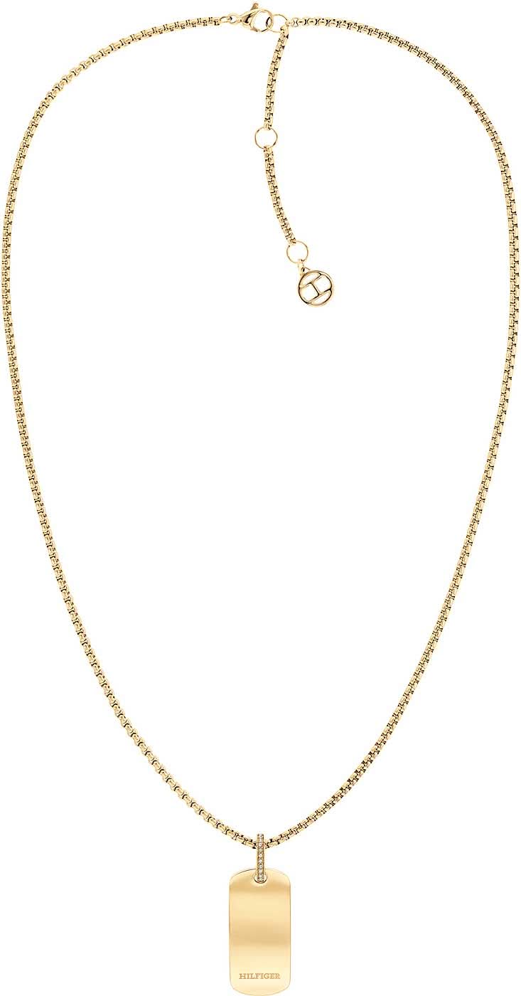 Venezialänk med dog tag-hänge i guldfärgad look, med kedjefäste