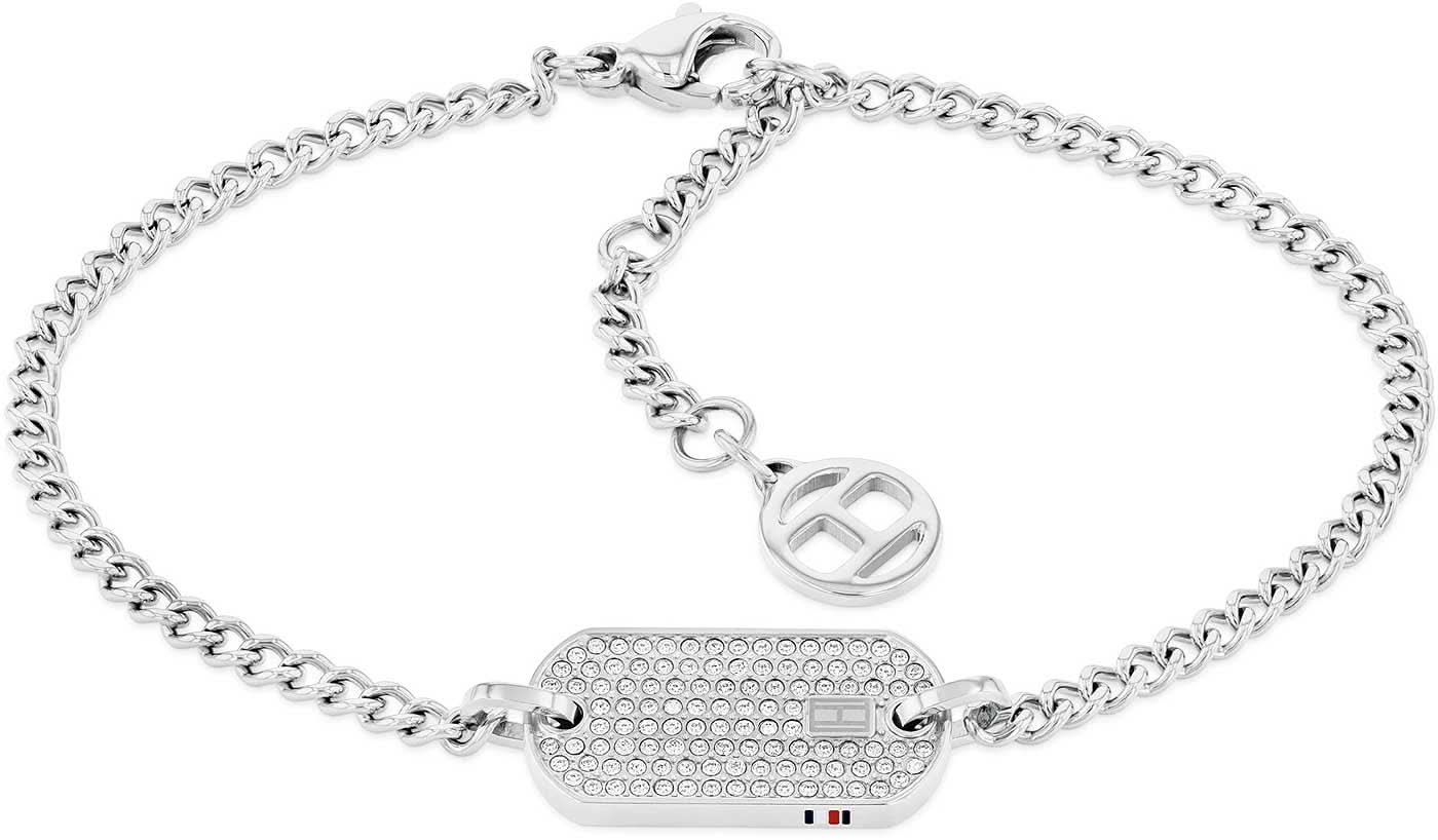 Tommy Hilfiger silver necklace with curb chain and dog tag pendant