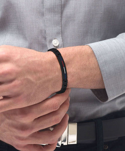 Tommy Hilfiger armband i rostfritt stål, svart länklänk för handleden