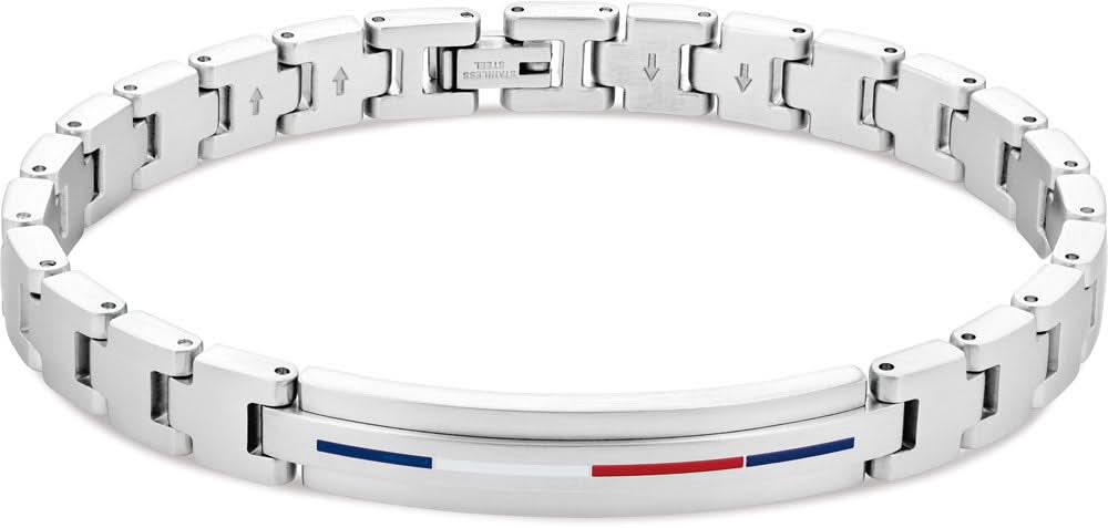 Tommy Hilfiger armband i rostfritt stål med färgad dekorlinje