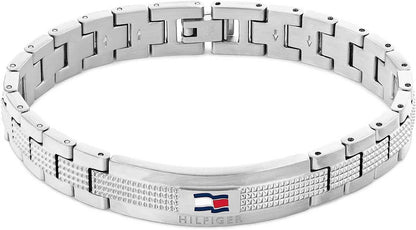 Länkarmband i rostfritt stål med Tommy Hilfiger-gravyr, silverfärgade länkar