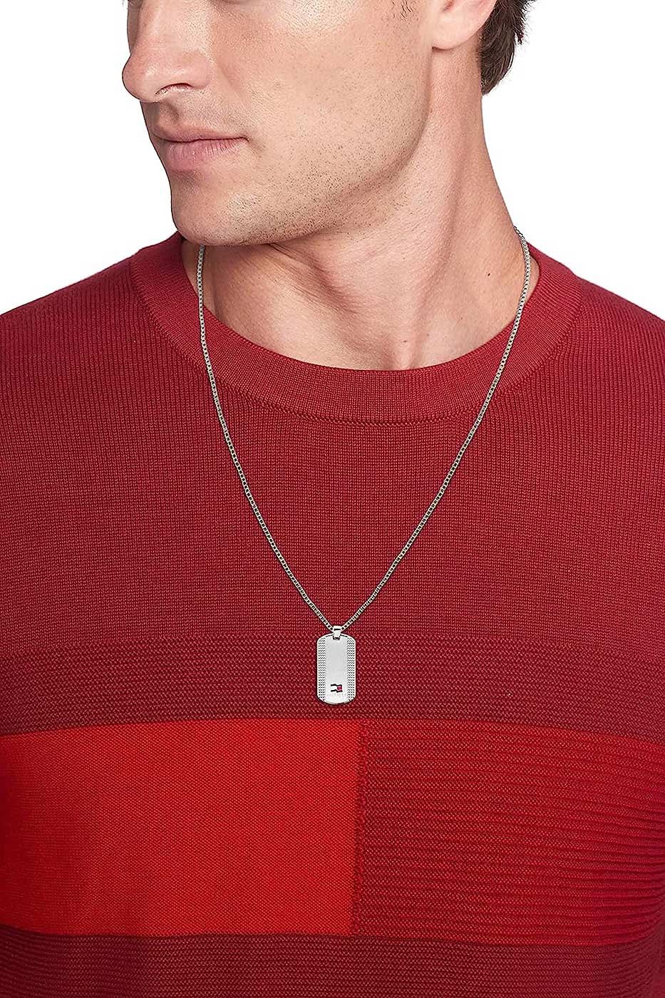 Venezianerkedja med silverfärgat hänge för halsen, Tommy Hilfiger