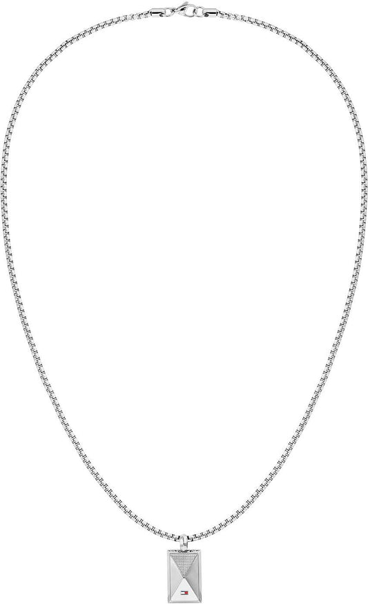 Halsband i venetiansk stil med silverfärgad Dog Tag-berlock, rektangulär med motiv