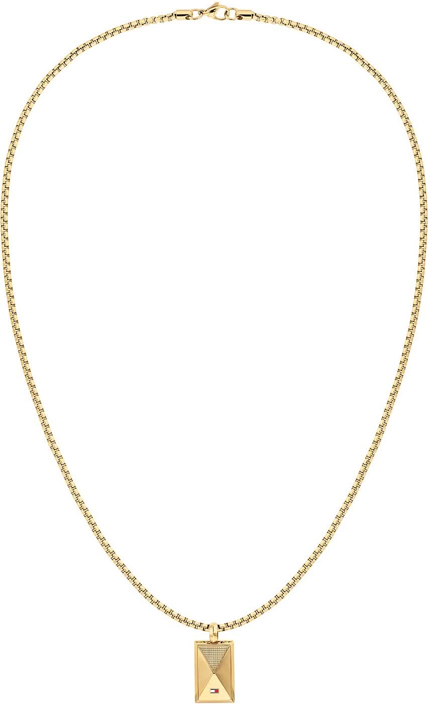 Venezialänk med dog tag-hänge, guldfärgat hänge, Tommy Hilfiger