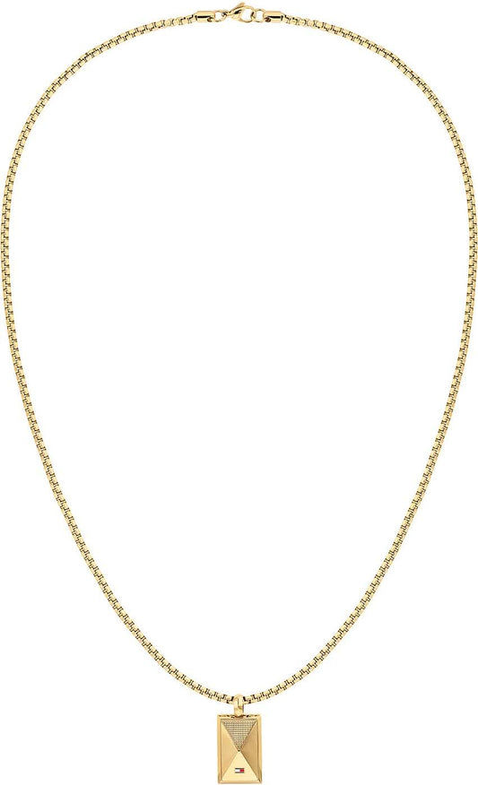 Venezialänk med dog tag-hänge, guldfärgat hänge, Tommy Hilfiger