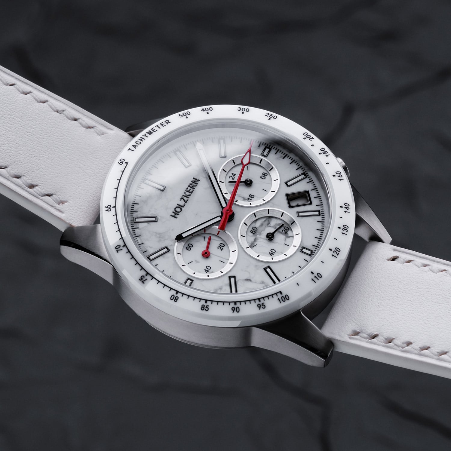 Holzkern Neverrest Herrenuhr Titan • Howlith-Zifferblatt • Saphirglas, Bild 2