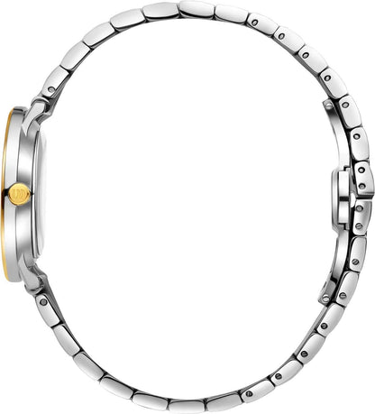 Damarmbandur med silverfärgat metallarmband och delvis förgylld infattning