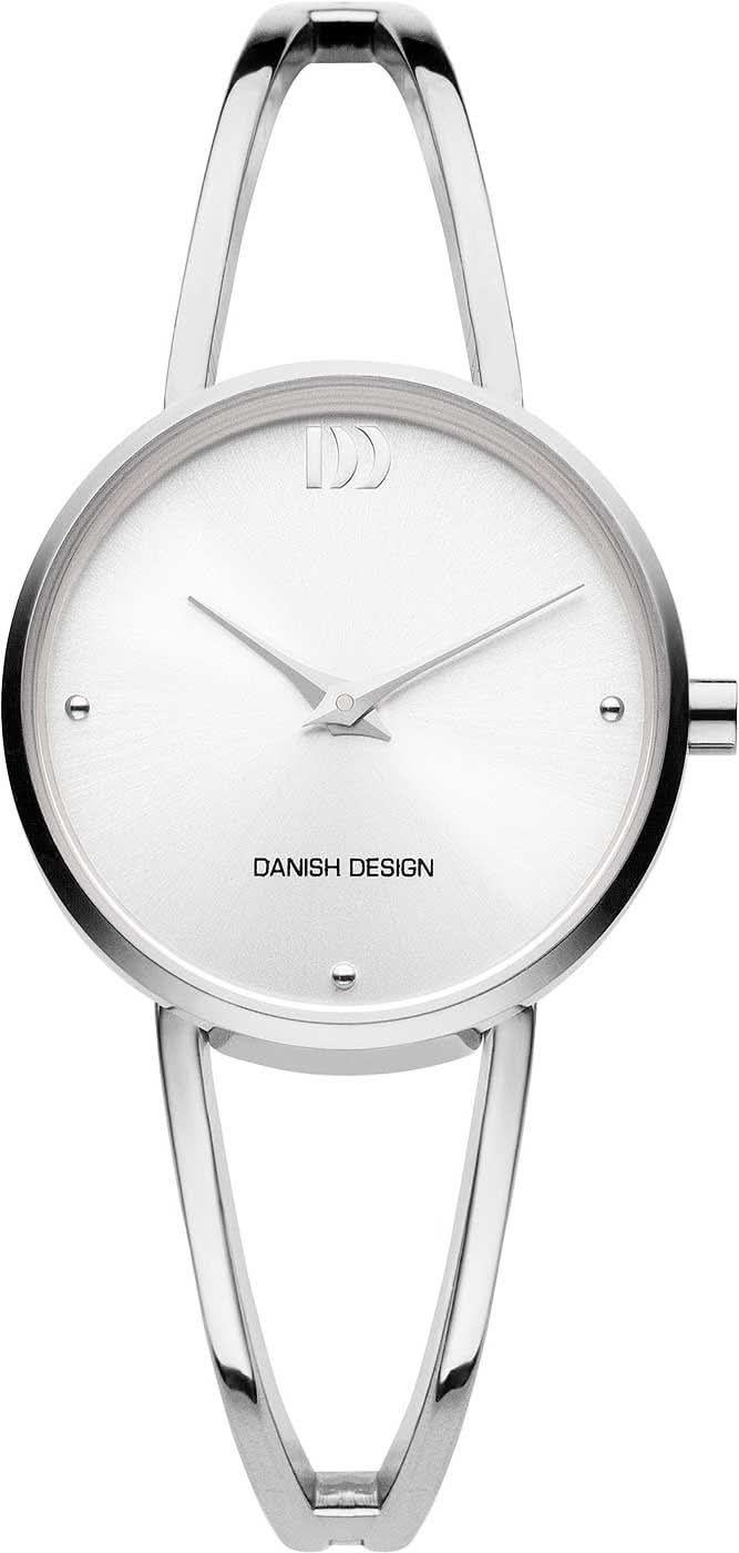 Damklocka med rund vit urtavla, boett i silver och smalt metallarmband