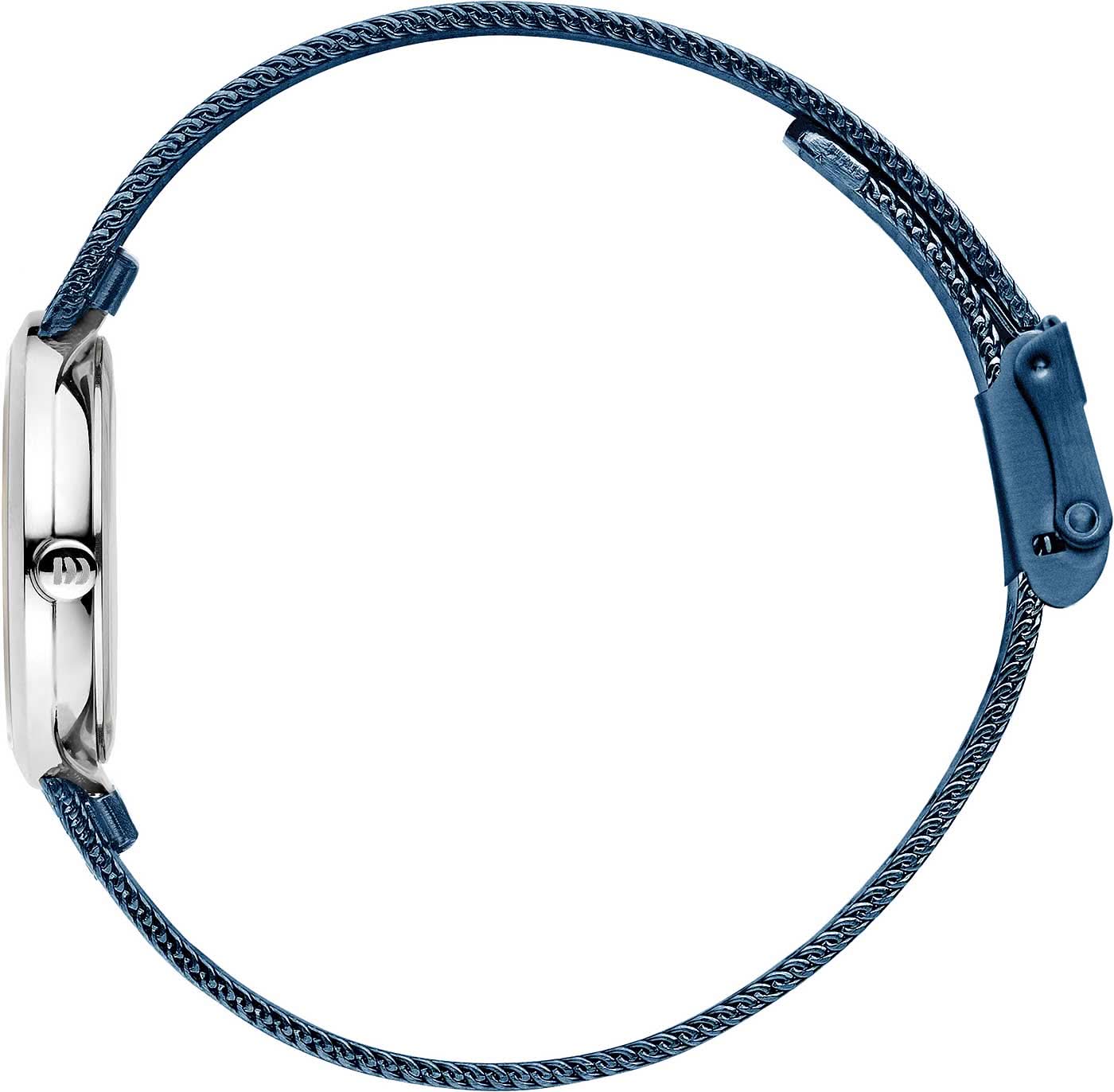Armbandsur för herrar med blått flätat armband och boett i silverfärgat stål