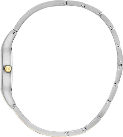 Armband i titan till damklocka, silverfärgad, med guldkrona och numrerade länkar