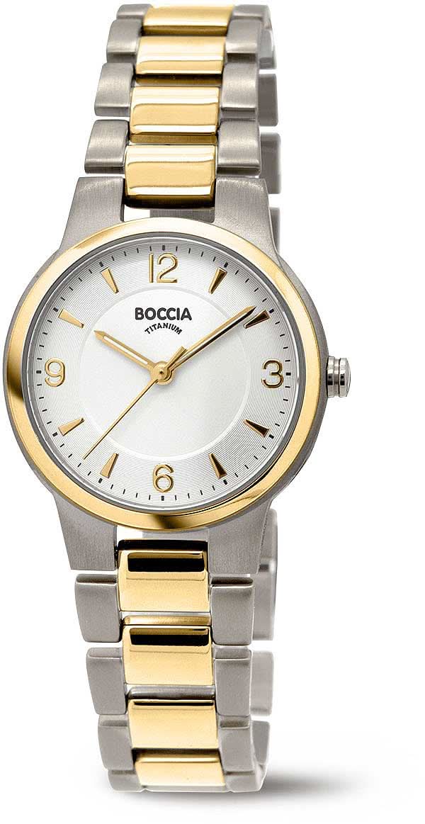 Boccia Damklocka, tvåfärgat armband i rostfritt stål silver/förgyllt, vit urtavla