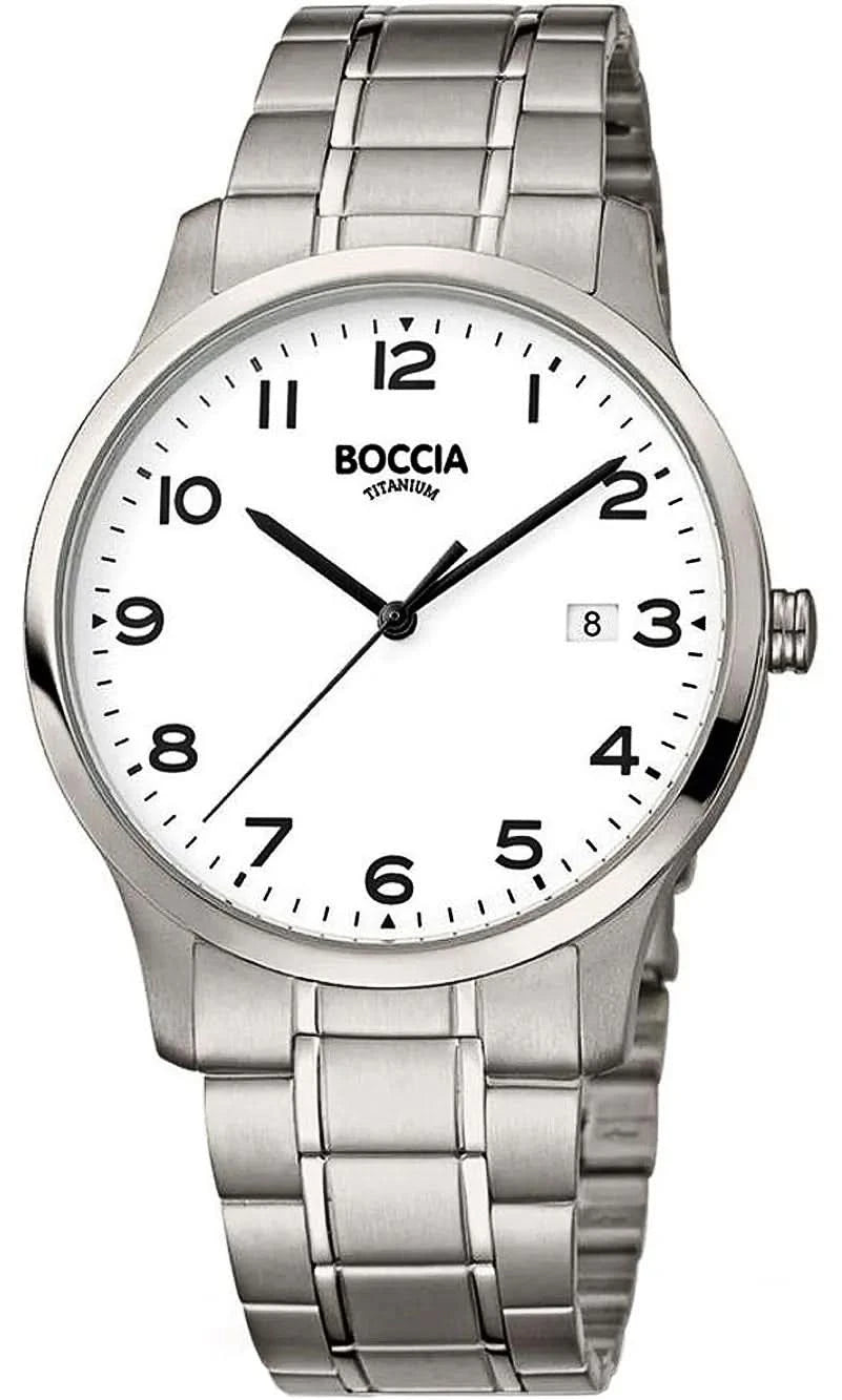 Boccia herrklocka med vit urtavla och silverfärgat metallarmband