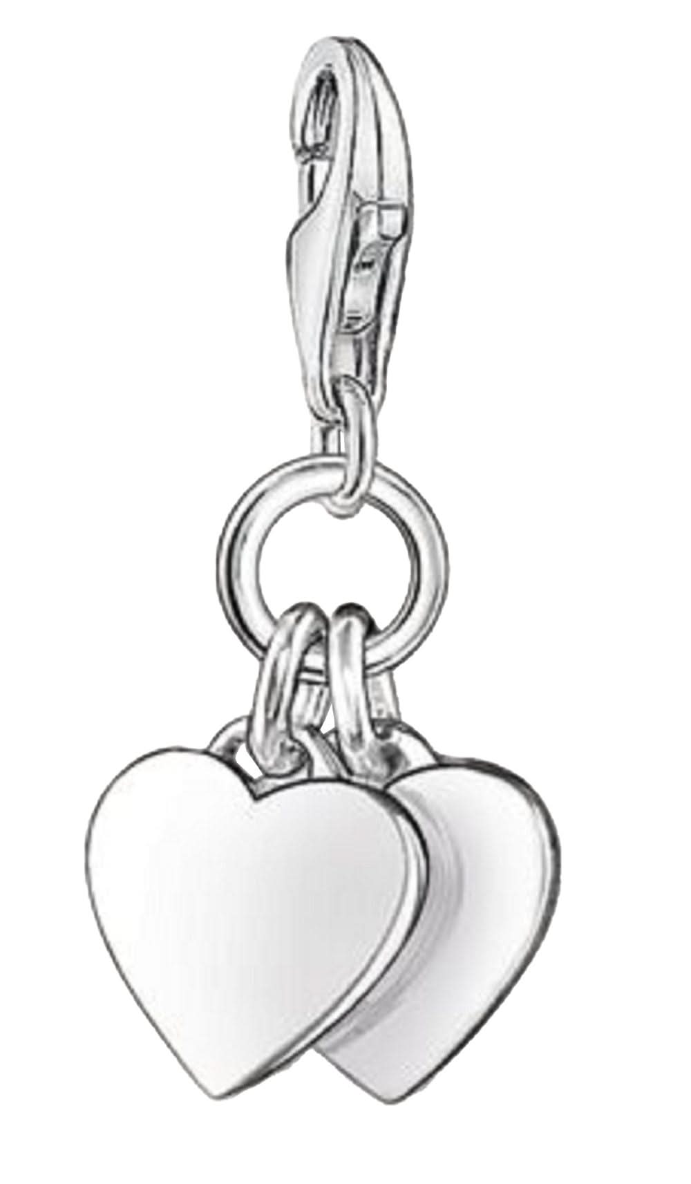 Hjärtberlock i 925 sterlingsilver, två sammanlänkade hjärtan med ögla