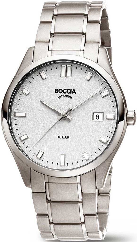 Boccia herrarmbandsur med silverfärgad urtavla och armband i rent titan, analog