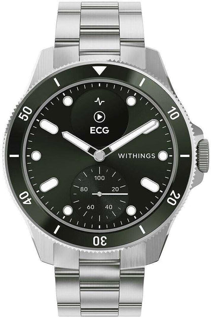 Withings ScanWatch Nova unisex-klocka med metallarmband och svart urtavla, ECG-logotyp