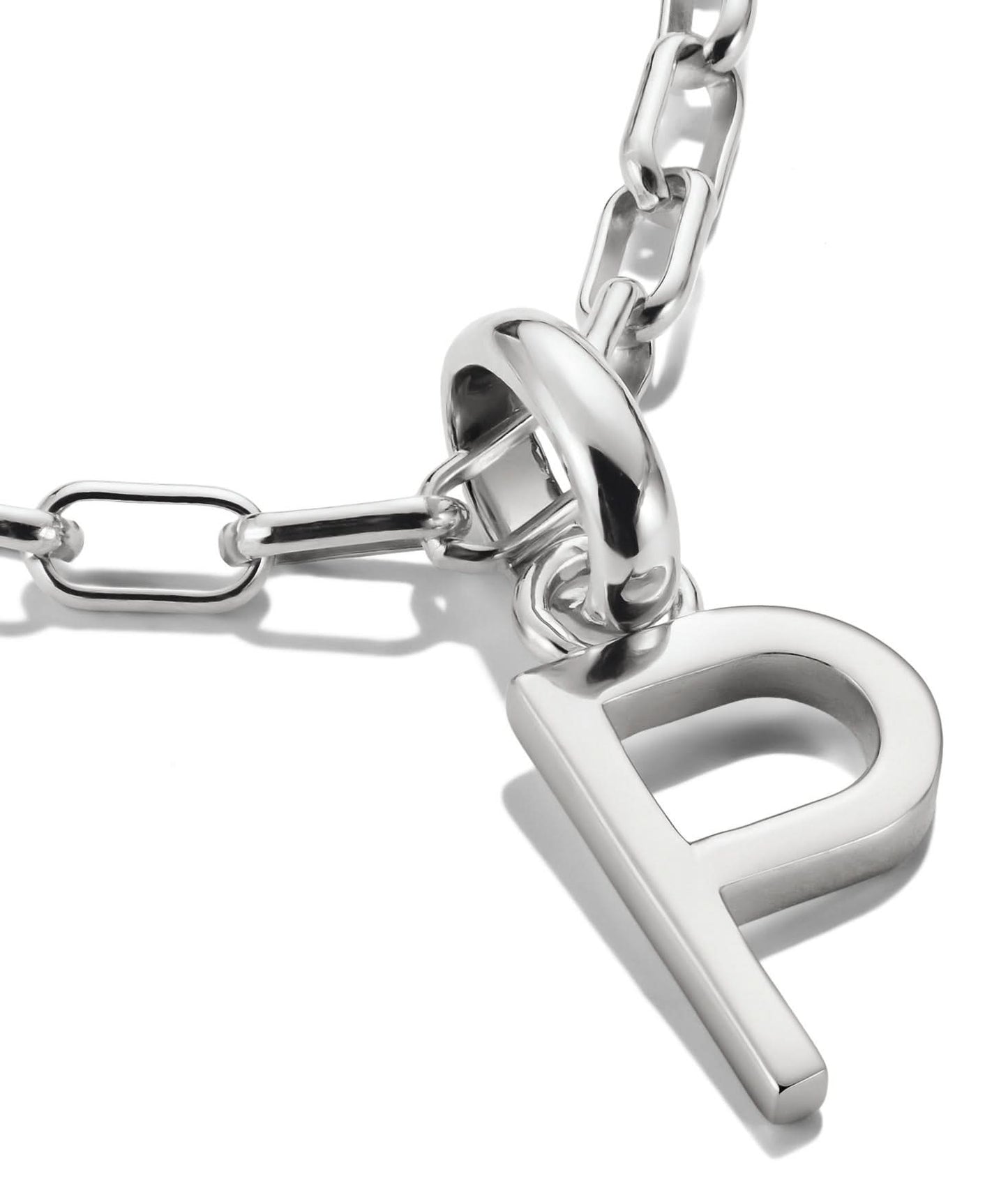 Thomas Sabo berlock i silver: Bokstaven P med en länklänk