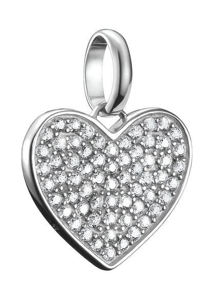 Hjärta i silver med pavé-zirkoner och ögla för infästning