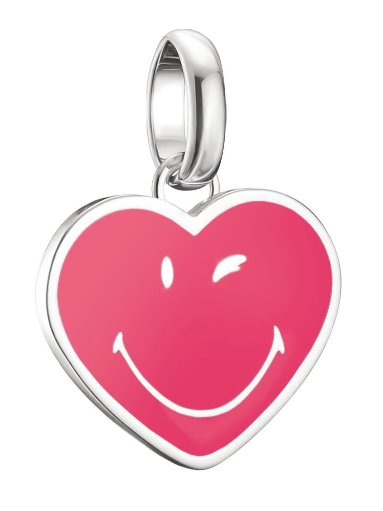 Thomas Sabo hjärtformat hänge i silver med rosa smiley i hjärtat