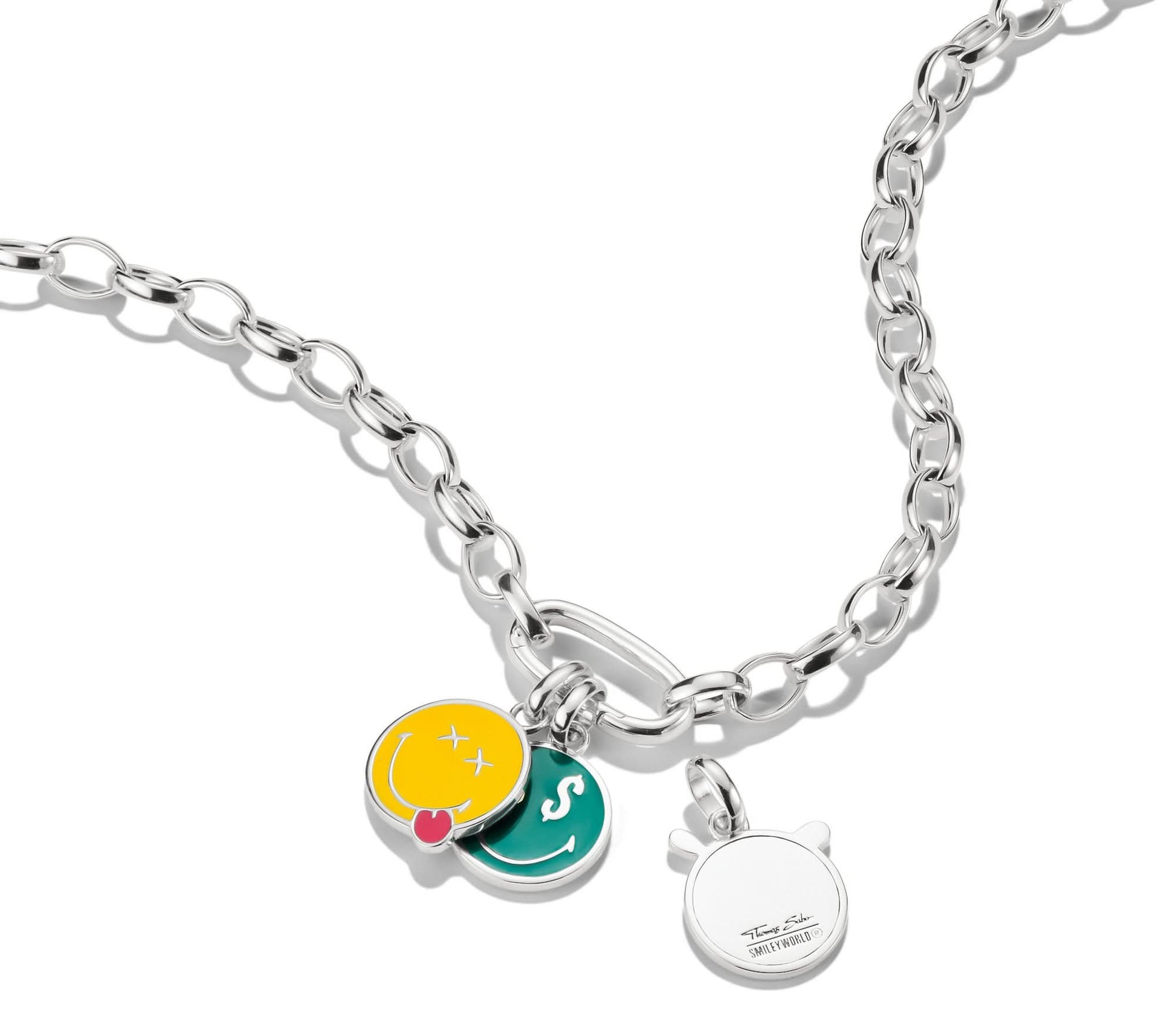 Silversmyckeskedja med smiley- och rundberlock, Connect-länk