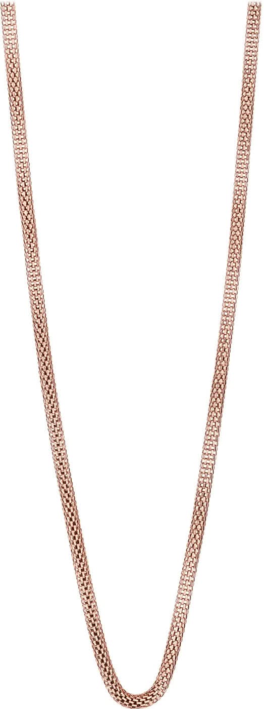 Halsband i rostfritt stål med fin länk, långt, roséguldpläterat