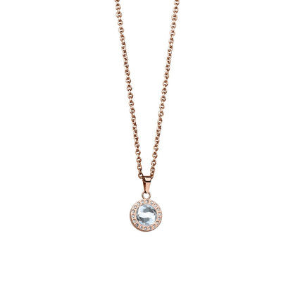 Roséguldpläterat halsband med rund berlock och zirkoniakant