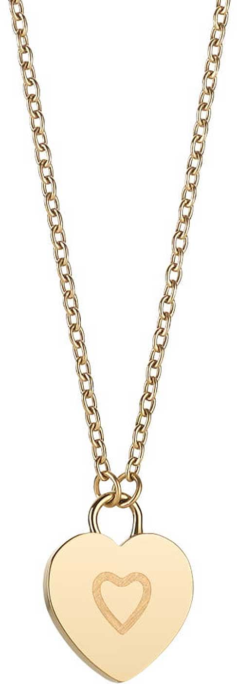 Halsband med guldfärgat kedja och hjärthänge, präglat hjärtmotiv