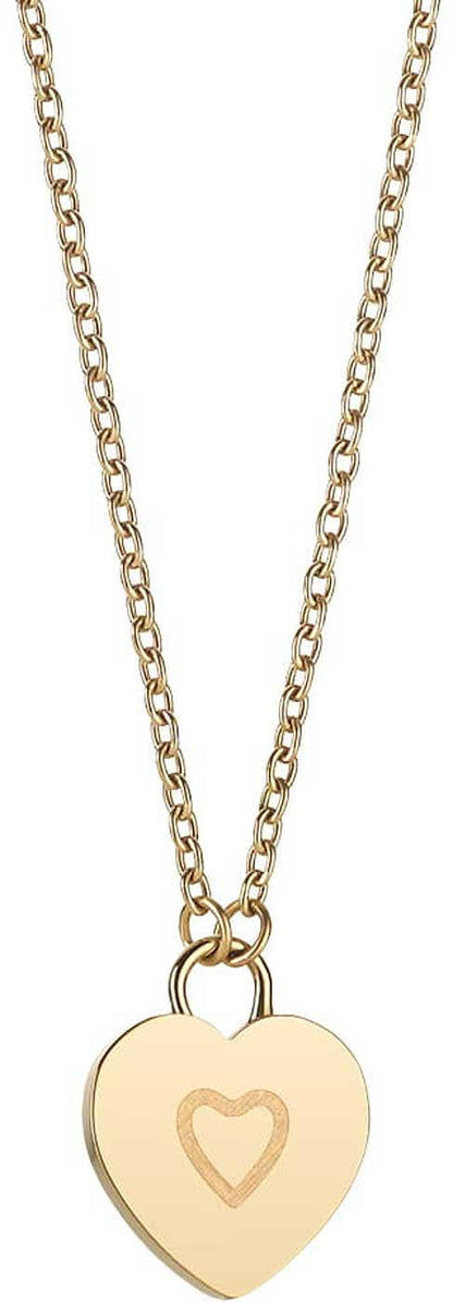 Halsband med guldfärgat kedja och hjärthänge, präglat hjärtmotiv