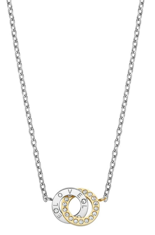 Bering halsband med silverfärgat kedja och rund berlock med zirkonia