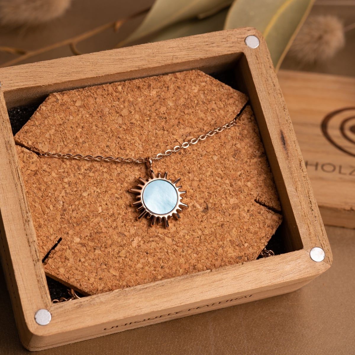Holzkern Jewelry Shade Halskette • Echtes Perlmutt • 24k Roségold-plattiert, Bild 4