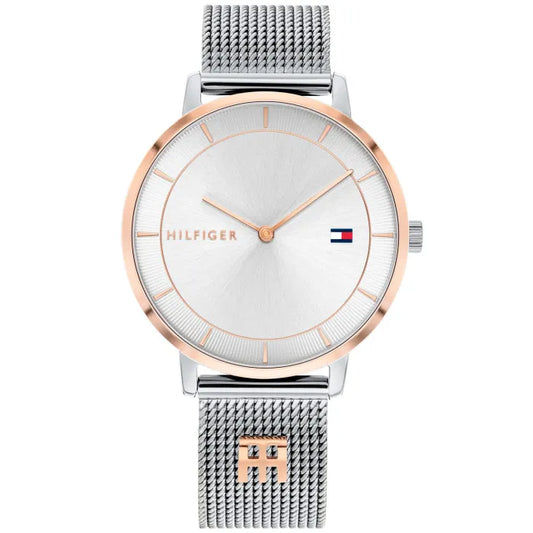 Tommy Hilfiger Tea 1782288 Damen Armbanduhr Silber • Milanaise-Edelstahlarmband • Minimalistisches Design