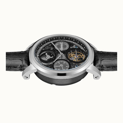 Herren-Armbanduhr Ingersoll mit Skelettwerk-Detail und schwarzem Lederarmband