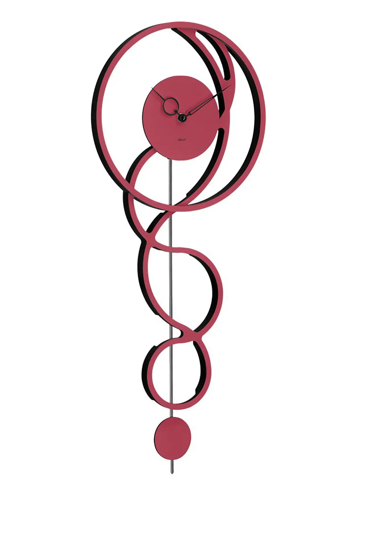 Hermle Wanduhr: rotes Zifferblatt, schwarze Zeiger und ringförmige Deko