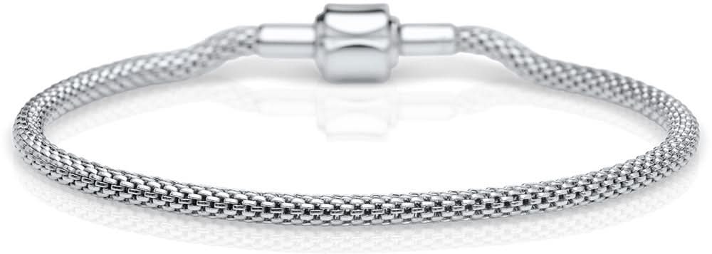 Bering armband i rostfritt stål med fin mesh och spänne, silverfärgat