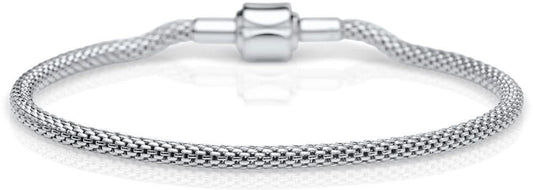 Bering armband i rostfritt stål med fin mesh och spänne, silverfärgat