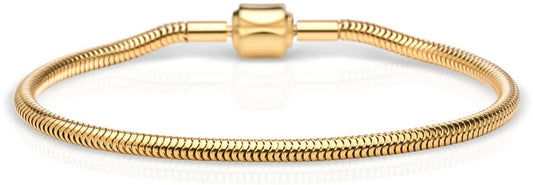 Armband i rostfritt stål, guldfärgat länkhalsband med lås, Bering 210 mm