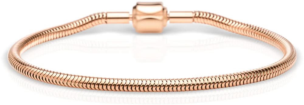 Armband i rostfritt stål med fin länk kedja och roséguldfärgat lås, 170 mm