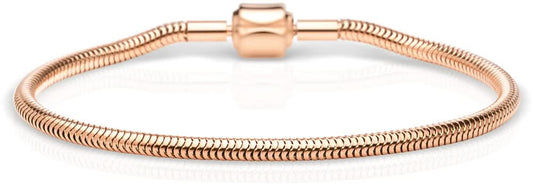 Armband i rostfritt stål med flätat länklänk och roséguldpläterat spänne, 210 mm