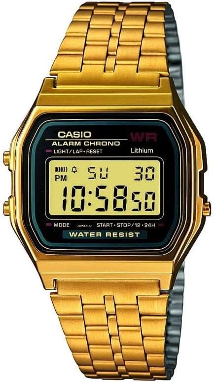 Casio Vintage A159WGEA-1EF klocka med guldfärgat metallarmband och digital display