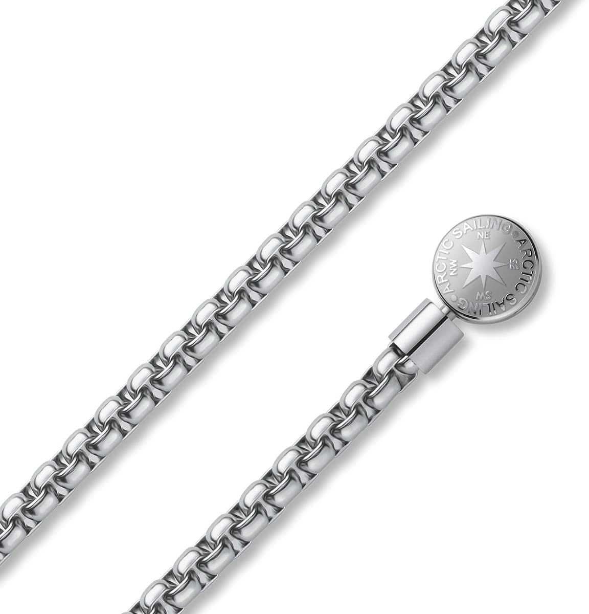 Armband i rostfritt stål med tät länk kedja och rund låsplakett