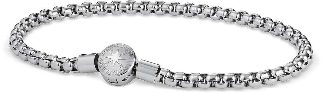 Armband i rostfritt stål med rund Bering Jewelry-bricka och länkkedja