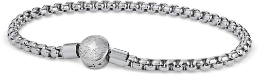 Armband i rostfritt stål med rund Bering Jewelry-bricka och länkkedja