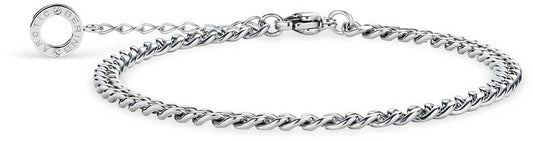Armband i rostfritt stål med pansarlänk, silverfärgad länkdesign och runt spänne