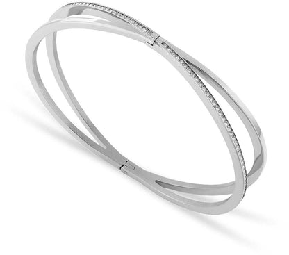 Armband i rostfritt stål, ett segment med stenutsmyckning och platt spänne, Bering 656-1117-170