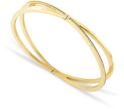 Guldpläterat armband i rostfritt stål från Bering, infattad zirkon längs kanten