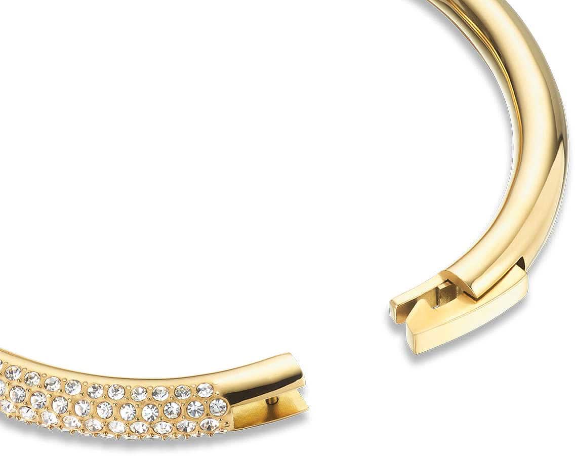 Guldpläterat armband i rostfritt stål med klickspänne och strasssegment