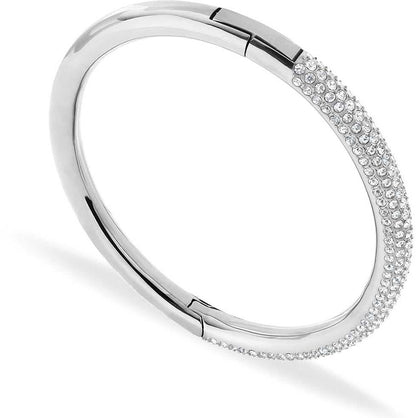 Armband i rostfritt stål med rader av zirconia-pavé och infattade stenar