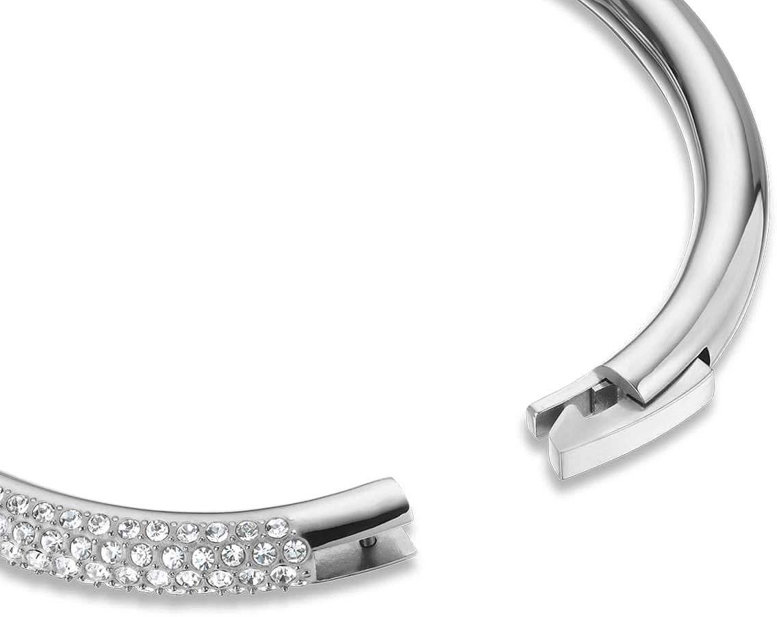 Armband i rostfritt stål med pavéinfattade zirkoner och justerbart lås