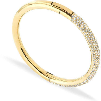 Guldpläterat armband med strassrad längs ytterkanten och gångjärn